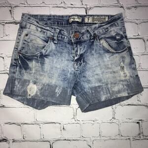 Cuffed Blue Jean Short Shorts